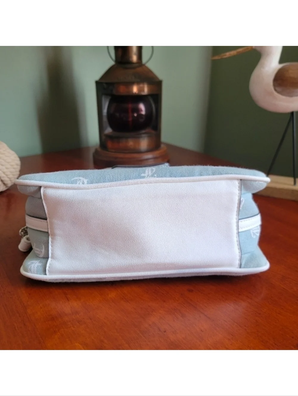 Juicy Couture Y2K Denim Monogram Blue White Crossbody Bag Vegan Leather